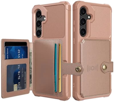 Portemonnee Hoesje Geschikt voor Samsung Galaxy S25 - Back Cover met Pasjeshouder - Telefoonhoesje voor Pinpas - Kaarthouder op Achterkant - Case met Magneet Roze