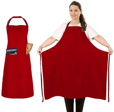 Rood Groot formaat schort-polyester-slijtvast-keukenschort-restaurant-huisgebruik-schilder-tuinman-keramiek werkschort
