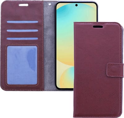 Bookcase Geschikt voor: Samsung Galaxy A56 Bruin - portemonnee hoesje - ZT Accessoires