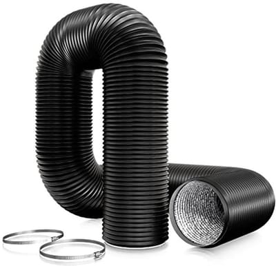 PVC Afvoerslang 200 mm - 3 meter Ventilatieslang met 2 RVS Klemmen voor Mobiele Airconditioning, Droger, Afzuigventilator en Ventilatiesysteem