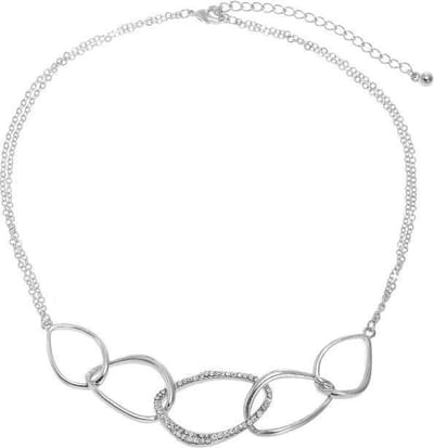Behave - Klassieke korte ketting met zilverkleurige hanger en kristal steentjes - 41 cm + verlengketting