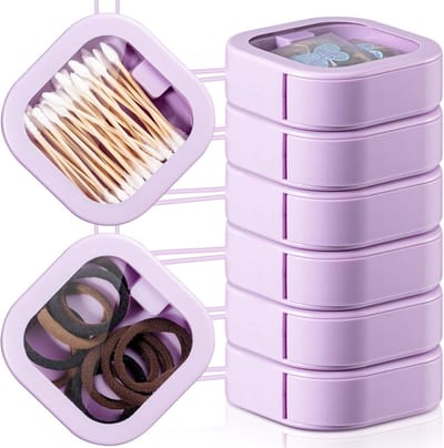Set van 6 Draagbare Opbergers voor Haaraccessoires en Wattenstaafjes