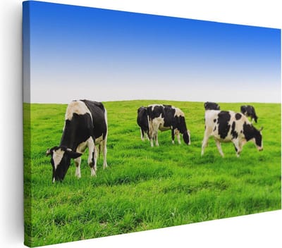Artaza Canvas Schilderij Dieren - 30x20 cm - Klein - Wanddecoratie Koeien Weiland - Muurdecoratie Natuur - Schilderijen Op Canvas