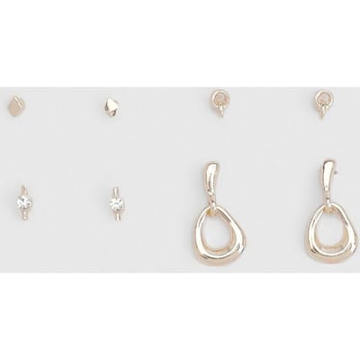 boohoo Dames Abstract Oorbellen Set Van 4 | Goud