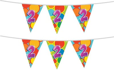 Haza Vlaggetjes 2 jaar - leeftijd verjaardag - 2x stuks - plastic 10m