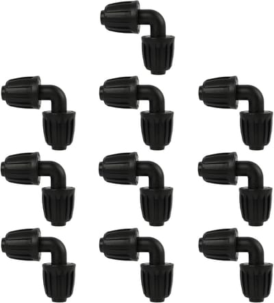Solidchoice - Micro-Drip-systeem, L-stuk, 16 mm, irrigatieconnectoren, druppelirrigatie-armaturen, druppelirrigatie-armaturen, druppelbuis, weerhaakconnector voor tuinirrigatiesysteem, elleboog, 10 stuks
