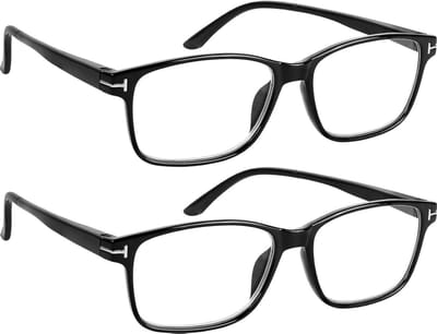 Computerbril Set - Leesbril Comfortbril - Schermtijd Comfort - Verblindingsbescherming Anti-reflectie - 2 Paar - Glanzend Zwart
