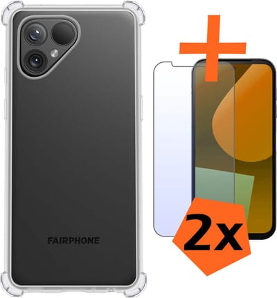 Hoes - Met Screenprotector - 2 Stuks - Geschikt voor Fairphone 5 - Sterk & Shockproof - Siliconen Case - Back Cover - Telefoon Hoes - Shock Proof - Transparant