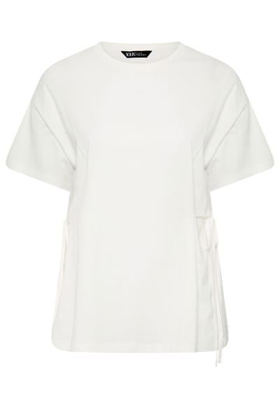 Yours Wit Tshirt Met Striksluiting Aan De Voorkant Size 42