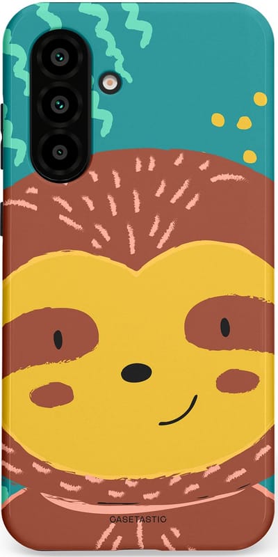 Casetastic hoesje geschikt voor Samsung Galaxy A36 / Samsung Galaxy A56 - Dubbellaagse bescherming - Vrolijke luiaard - Fashion Case - Terracotta Petrol Goud
