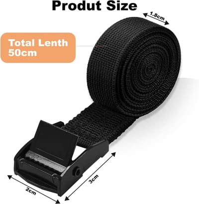 Candala stuks spanbanden, 50 cm, zwart, sjorbanden met klemslot, belastbaar tot 100 kg, korte spanbandset voor auto, fietsendrager, steekwagen, bagage, motorfiets, camping, transport