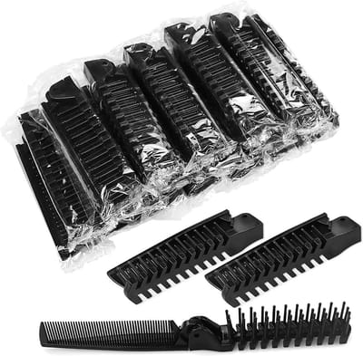 10 Stuks Opvouwbare Kam en Borstel Set, Dubbele Kop Reisverzorging voor Mannen en Vrouwen, Zwart