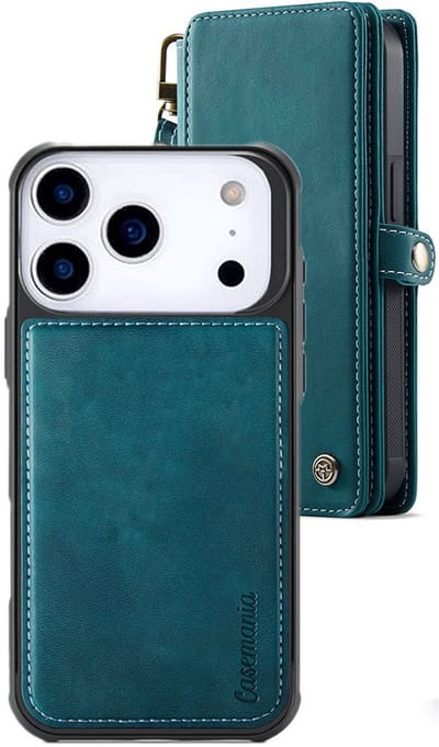 CaseMania Bookcase hoesje geschikt voor iPhone 17 Pro - Effen Groen - Kunstleer - XXL Bergruimte - Portemonnee met 10 Vakjes voor Pasjes