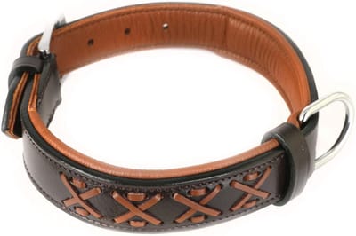 Stijlvolle verstelbare leren hondenhalsband met decoratieve details