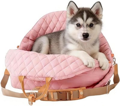 Autostoel voor honden - Reisstoel huisdier - Veilig reizen - Drukverlagend ontwerp - 40 x 30 x 6 cm - Roze