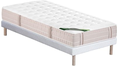 Vente-unique Set 90 x 190 cm bedbodem + pocketvering matras 5 zones traagschuim en anti-bedwantsen tijk dikte 24 cm - VIREVO van NATUREA