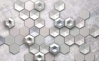 Fotobehang - Hexagon Concrete 400x250cm - Vliesbehang