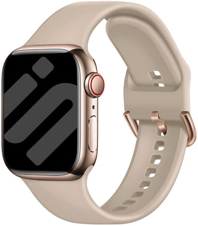 Strap-it Silk Silicone Bandje - horlogebandje geschikt voor Apple Watch 1/2/3/4/5/6/7/8/9/10/11/SE/Ultra (2) (38/40/41/42mm) - Beige