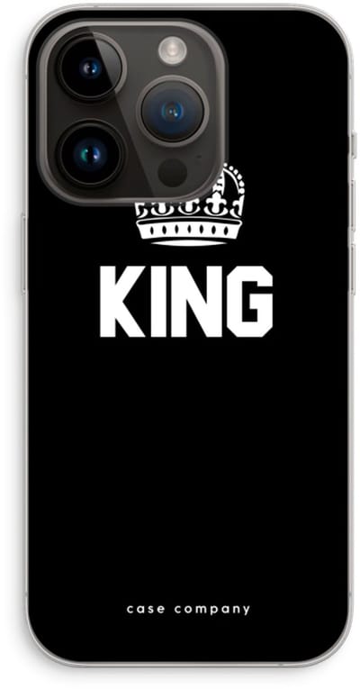 Case Company® - Hoesje geschikt voor iPhone 14 Pro hoesje - King zwart - Soft Cover Telefoonhoesje - Bescherming aan alle Kanten en Schermrand