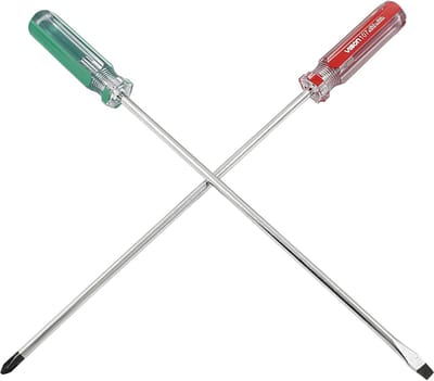 Set van 2 lange schroevendraaiers - 10 inch kruiskop en platte kop voor professioneel gebruik
