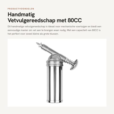 Dailygoods- Vetspuit 80CC - Handmatig Vetvulgereedschap - Naaldmondstuk - Draagbaar - Compact - Ideaal voor Voertuigonderhoud - Vetvulapparaat