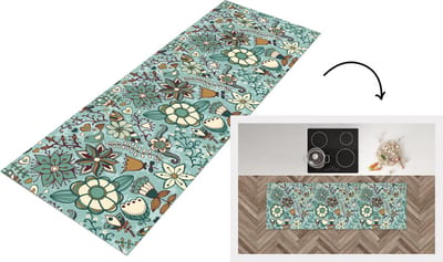 Keukenloper - Loper keuken - Bohemian - Winter - Bloemen - Patroon - 150x50 cm - Keukenloper vinyl
