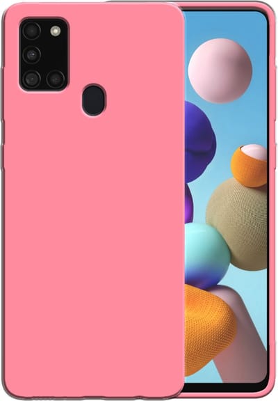 Smartphonica Siliconen hoesje voor Samsung Galaxy A21s case met zachte binnenkant - Roze geschikt voor Samsung Galaxy A21s