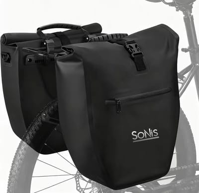 SoNis Luxe Fietstas 24L - Enkele Pakaftas - Zwart - 100% Waterdicht - 3 in 1 - handtas - schoudertas - quick-locks systeem fietstas