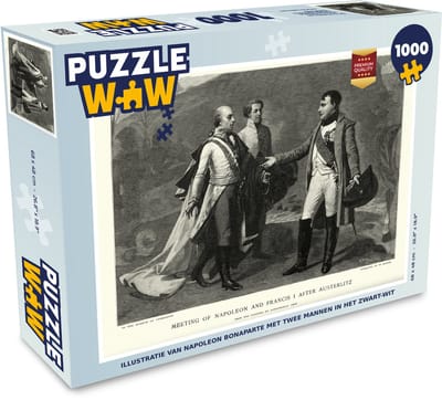 Puzzel Illustratie van Napoleon Bonaparte met twee mannen in het zwart-wit - Legpuzzel - Puzzel 1000 stukjes volwassenen