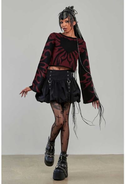 Banned - Toxic Love Gebreide trui - XL - Zwart/Bordeaux rood