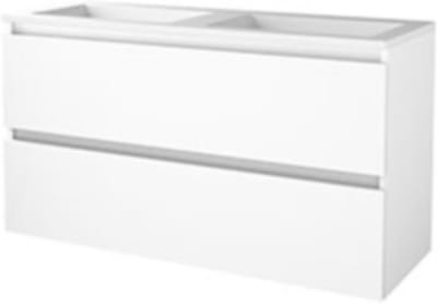 Basic-Line Start 46 Badkamermeubelset - 120 x 46 cm - Greeploos - 2 Lades - Acryl Wastafel - Zonder Kraangat - Ice White