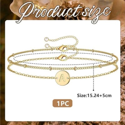 Dubbele ketting armband 18 K goud met gepersonaliseerde letters - Religieuze armband dames goud - Luxe geschenkidee
