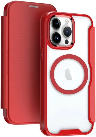 Portemonnee Hoesje Geschikt voor Apple iPhone 12 / 12 Pro | Compatibel met MagSafe | Wallet Book Case met Magneet | Beschermhoes met Pasjeshouder | Rood