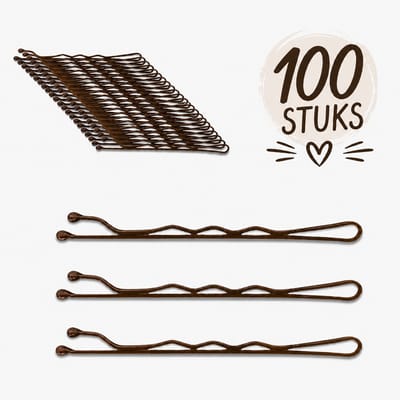 Haar in Stijl® 100 Bobby Pins Bruin - Kapper Haarspeldjes 7 cm incl bakje