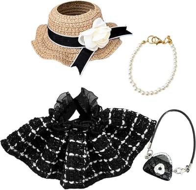 Elegante Poppenkleding Set voor 17 cm Pop met Jurk, Hoed en Accessoires