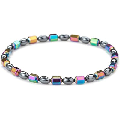 Cheville Hématite Perles Rondes Bracelet Élastique Calcul Biliaire Bracelet Magnétique pour Femmes gray