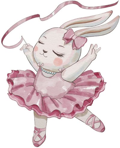 Wandsticker Konijn Ballerina - 61x50 cm - Muurdecoratie voor Kinderkamer - Ballet Muurstickers Meisjeskamer - Zelfklevende Muurplaat - Babykamer