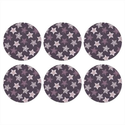 Onderzetters voor glazen - Rond - Patronen - Christmas - Sterren - 10x10 cm - Glasonderzetters - 6 stuks - Tafeldecoratie Kerstmis - Kerstdecoratie tafel - Tafelversiering