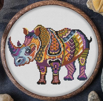 Borduurpakket MANDALA NEUSHOORN