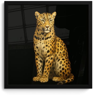 Poster in lijst - Fotolijst 40x40 cm - Posters - Panter - Realistisch - Bruin - Posterlijst zwart - Decoratie - Wanddecoratie woonkamer - Muurdecoratie slaapkamer