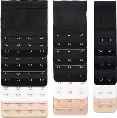 KELERINO. Bh Verlengstuk 2, 3 & 4 Haakjes Multipack - Zwart, Wit, Beige - 15 Stuks