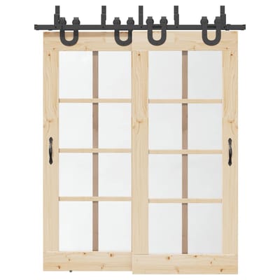 vidaXL - Doos - met - onderdelen - voor - schuifdeur - 183 - cm - staal - zwart