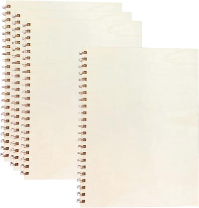 4 Stuks A4 Houten Kaft Notitieboek 80 Vel Blank Spiraal Schetsboek