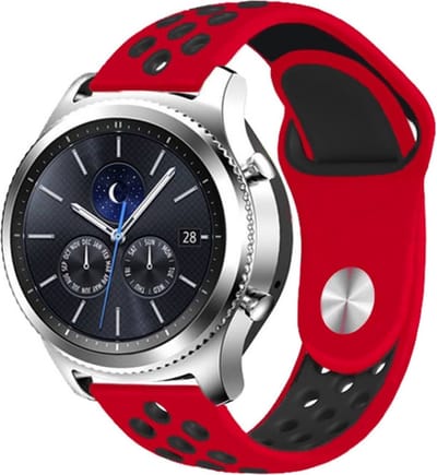 Siliconen bandje - geschikt voor Samsung Gear S3 - rood-zwart