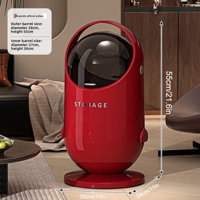 Ronde 20L prullenbak met veilige deksel en wielen, bestand plastic, comfortabele grep, compact ontwerp, geurbeheersing, ideaal voor keuken, kantoor, woonkamer, rood.