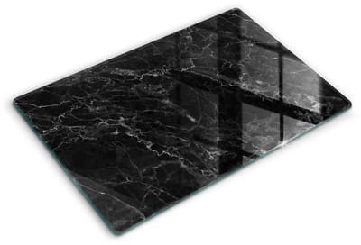 Wallfluent Spatscherm Keuken - Zwart Hittebestendig Glas Keuken - 80x52 cm - Elegant Marmer Keuken Achterwand Bescherming - Natuurlijke patronen Rechthoekig Spatscherm Keuken