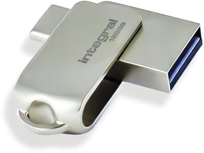 Integral 360-C Dual Flash Drive USB-C & USB 3.0 256 GB Metaal/Zilver