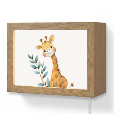Wandlamp 20x15 cm - Oplaadbaar - Giraf - Dier - Wilde dieren - Wandlampen binnen woonkamer - Slaapkamer lamp met kabel - Decoratieve nachtlamp - Vloerlamp snoer