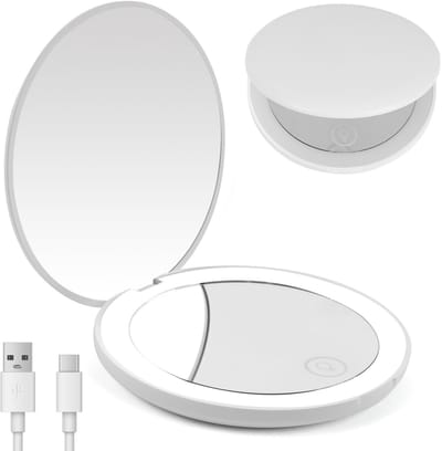 Make up spiegel met verlichting - LED - Make-up spiegel 1X/10X - Compact - Oplaadbaar - Traploos dimmen - Wit