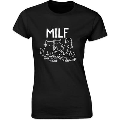 Goodie Two Sleeves - Fun T-shirt - Man I Love Felines - S tot XXL - voor Vrouwen - zwart